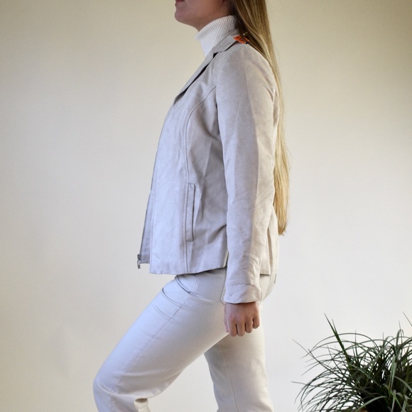 Beige Suede Blazer Jacket - Picture 2 of 4